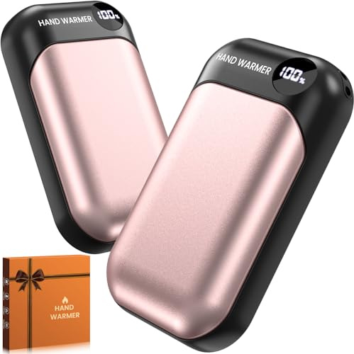 Hand Warmers, 2 Pack Magnetic Electric Handwarmer, 6000mAh USB Hand Warmers Rechargeable, 4 Heat Settings, LED Digital Display, Suitable for Outdoor Indoor - Hunt, Camp, Golf or Gift Giving, Pink