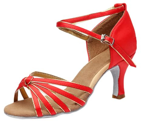 Generico Scarpe da Ballo Latino Americano per Donna 34-42 EU con Tacco 7 cm e Fibbia Tacchi Heels Dance Scarpe Danza Elegante Sandali Estive Comode Casual per Tango,Jazz, Cerimonia, Festa, Sera,