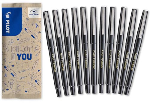 PILOT - Set med 10 +1 erbjuder fineliner - filtpennor - finskrivande penna med flytande bläck - flytande bana - snabbtorkande - svart - medium spets