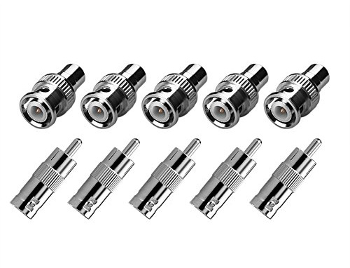 SIENOC 5 pezzi Adattatori Connettori BNC Maschio a Femmina+ 5 pezzi BNC femmina a cavo maschio Video Adattatore convertitore Audio per sorveglianza CCTV