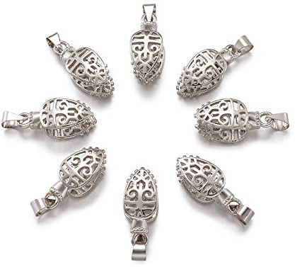 Pandahall 50pcs Brass Hollow Ice Pick & Pinch Bails Findings 24x3.5mm Platinum for Dangle Charm Pendant for Jewelry Making