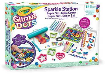 Crayola Glitter Dots - Sparkle Station Super Set, per Creare Scintillanti Decorazioni con il Glitter Modellabile, Attività Creativa e Idea Regalo, 04-1085