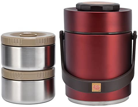 Zerodis Vacuum Food Carrier 1.5L Insulated Lunch Box High Capacity Heat Preservation Portable for Work Travel red