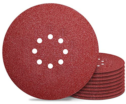 Awutzut Dischi Abrasivi 225 mm 8 Fori Grana 40 Carta Vetrata Abrasiva 10PCS per Levigatrice Muro