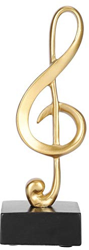 Escultura de Estatua Nota Musical, Resina Musical Note Mesa Instrumento en Miniatura con Soporte para Notas Decoración Estatuilla Decorativa Dorada el Hogar Oficina Escritorio Regalo