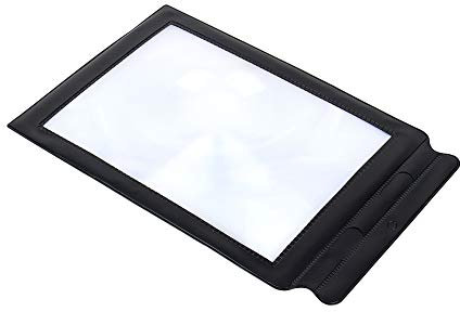 Joyzan Lente Ingrandimento A4, Lettura Ottica Filettatura Rettangolare Portatile d'Ingrandimento Tavolo Foglio Libri Collo Quadrata Anziani Grande Libro Riviste Cucito Scarsa Visione Carte Gioielli