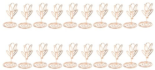 Changor Portacarte segnaposto fiore, portacarte da tavolo in metallo oro rosa Eleganza a forma di tulipano Squisito per matrimoni