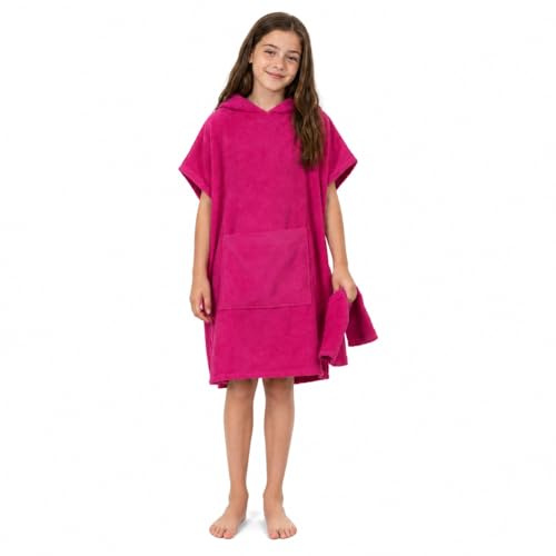 ALLEN & MATE 100% Cotton Kids Hooded Surf Poncho Changing Robe, Quick Absorbent Wearable Swim Towel Boys & Girls, 6-13 Years