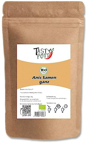 Tasty Pott Semi di anice biologico, interi condimenti, tè, pianta medicinale, anice stellato, in sacchetto, 250 g