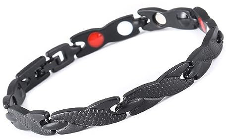 JITNGA Titan Magnetarmband Magnetisches Armreif Titanstahl Schmuck Stahl Für Männer Frauen Damen (Schwarz)