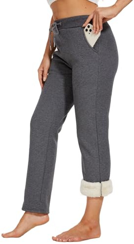 CheChury Pantaloni Tuta Donna Invernali Pantaloni Termici Pantaloni Pile Pantaloni Felpati Pantaloni da Jogging in Felpa Vita Alta con Tasche Larghi Elastico Pantalone Sportivi da Jogger Lounge
