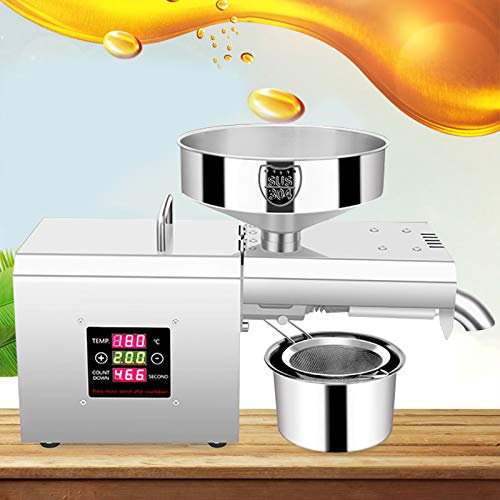 HarBin-Star Automatische Ölpresse Maschine, Elektrisch Ölmühle Heiß Extraktionsmaschine Edelstahl Ölpresse Extractor 300W Öl Expeller für Leinsamen Erdnuss Hanfsamen ür Kommerziell Haushalt 220V
