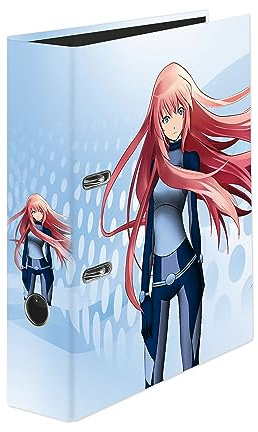 Original Falken Manga Girl Motif Folder, Made in Germany, 8 cm Wide, DIN A4, Vegan Ring Binder, Letter Folder, Office Folder, Plastic Folder, Slotted Folder