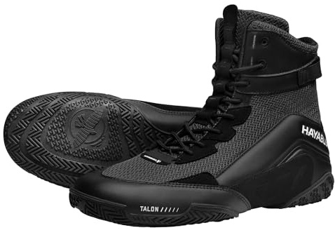 Hayabusa Talon Boxing Shoes for Men and Women Lace Up Lightweight Mid High Top - Black, 8