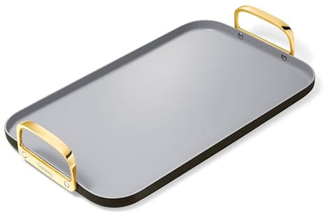 Caraway Double Burner Griddle - 19x12” Griddle Pan - Non-Stick Ceramic Coated - Non Toxic, PTFE & PFOA Free - Oven Safe & Compatible with All Stovetops - Black