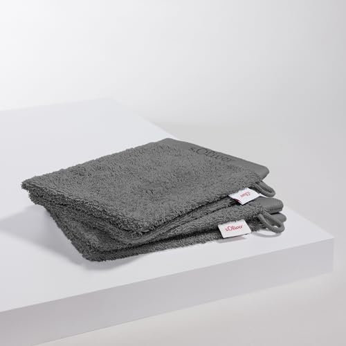 s.Oliver 4 TLG Waschhandschuh Set - 100% Baumwolle, 600 g/m², weich & angenehm, 4X Waschlappen grau