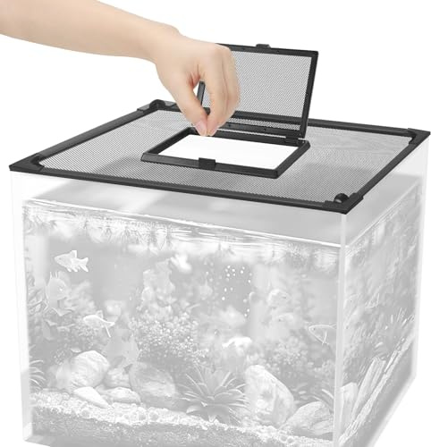Large Magnetic Fish Tank Lid Size 43x27 Aquarium Net Cover with Feeding Window 5-40 Gallon DIY Aquarium Lid Anti-Jumping for Fish