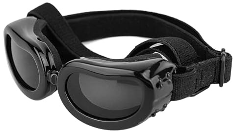 Hsthe Sea Gafas de Sol Negras para Perros - Gafas de protección UV con características Resistentes al Viento, antivaho e Impermeables - Correa elástica Ajustable para Perros pequeños