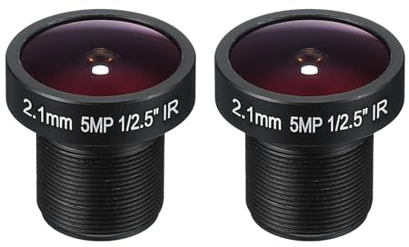 PATIKIL 2,1 mm CCTV-kameralins, F2.0 FPV säkerhetskameralins 5 MP 160° vidvinkellins M12 gängad diameter för IP-kamera panoramisk, 2-pack