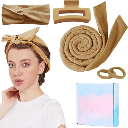 Bigodino Lungo per Boccoli,Heatless Hair Curler, Boccoli Capelli Senza Calore, Spugna Bigodini Pigro Set Per Dormire Durante La Notte,DIY Bigodini Grandi,Cachi
