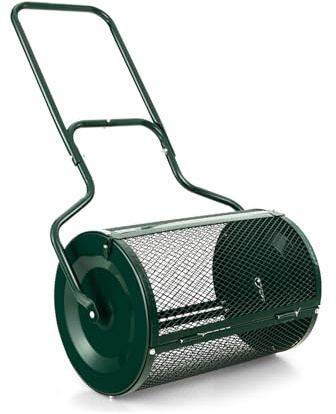 FANTASK Spargitore per compost da 75 l, per muschio di torba con manico a U, spargitore per fertilizzanti e giardini