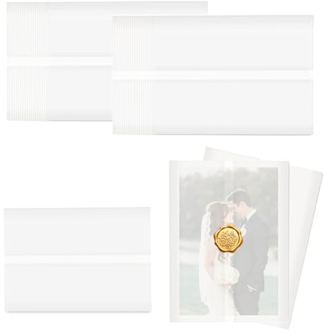 Xgvzs 51 Pcs Invitations Printable Pre-Folded Vellum Jackets Vellum Wraps for Translucent Wedding Invitations for Wedding Bridal Baby Shower Birthday Party