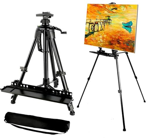 NEWFUN Caballete Pintura, Caballete Metálico con Altura Ajustable de 52 a 167 CM, con Bolsa de Almacenamiento Incluida, Adecuado para Pintura Artística y fines Publicitarios