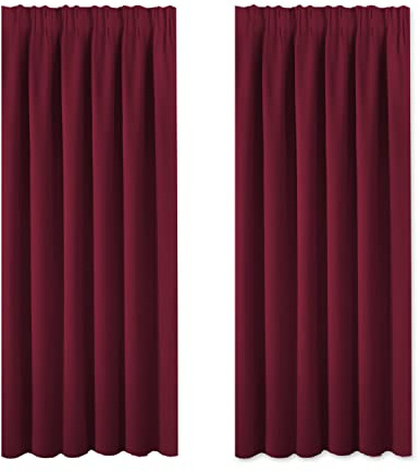 BellaHills Blackout Curtains Room Darkening Thermal Insulated Blackout Pencil Pleat Window Curtain for Living Room, 46 x 72 Inch, 2 Panels, Burgundy