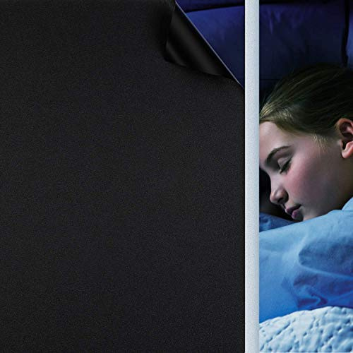 Pellicola per vetri autoadesiva nera, pellicola oscurante per schermo privacy anti-UV & privacy screen pellicola adesiva per finestra pellicola statica scura per camere da letto bagno (60x400cm)