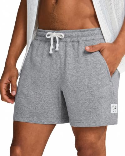 maamgic Short de Pyjama Homme Short Décontracté Short de Sport Athlétique pour Jogger Longueur - 14 CM, Gris, M