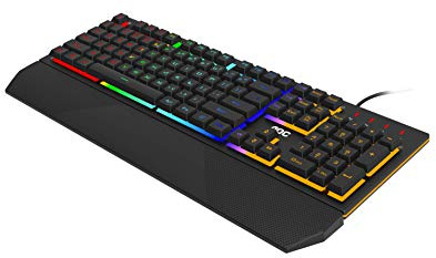 AOC GK200 Teclado de gaming - Teclado para PC con distribución en español, 25 teclas anti-ghosting, 25-N-key rollover y 1,8 m de cable