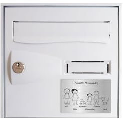 DECOHO - Plaque de Maison personnalisée Family - Plaque boîte aux Lettres Plastique Argent - 6 Membres, Gravure Laser, 12x8 cm, adhésif 3 - Argent