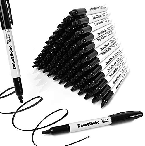 Dabo&Shobo Dry Erase Markers, （80 Count, Black,Chisel Tip）-White Board Markers/Pens ，Very Suitable for Writing on The School、 Office 、Home Dry Erase whiteboard Mirror Glass…