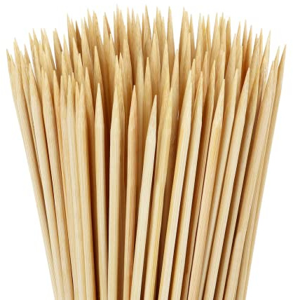 300 Pcs Bamboo Skewers Sticks, 15cm Natural Wooden Sticks for Chocolate Fountain Candy Floss Maker BBQ Appetiser Fruit Cocktail Kabob Apple Grilling Barbecue Smores Kitchen Crafting and Party