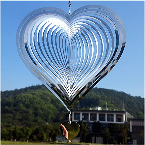 Stainless Steel Sparkly Heart Wind Spinners Garden Decor,Gifts for Women