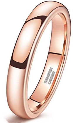 Zakk ringar kvinnor män volfram roséguld förstickring smal enkel polerad förlovningsringar vigselringar vigselringar 2 mm 4 mm 6 mm, 55 (17.5), Volfram