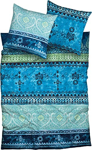 Casatex Bettwäsche Indi Satin blau-türkis Größe 1x 135x200 cm + 1x 40x80 cm