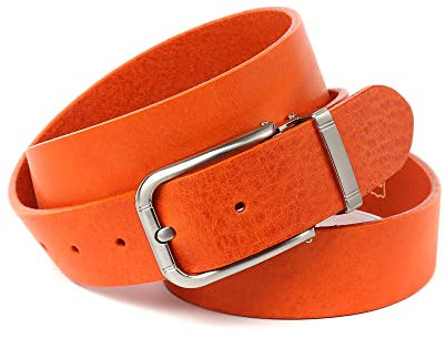 Anthoni Crown Herren Ledergürtel Gürtel, Orange, 105