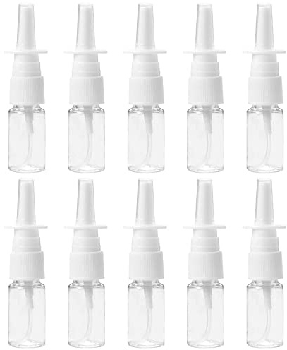 Vesaneae 10 påfyllningsbara tomma nässprutor på 10 ml, tomma flaskor nässpray, påfyllningsbara fina dimmor, töm mini plastflaskor nässpray för resor kosmetika