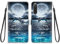 KARTXITAI Case Compatible with Sony Xperia 10V 2023,Pattern PU Leather Flip Phone Case Wallet Cover with Card Slot Holder Magnetic TPU Bumper Protective Cover-Dolphins, sea, moon, sky