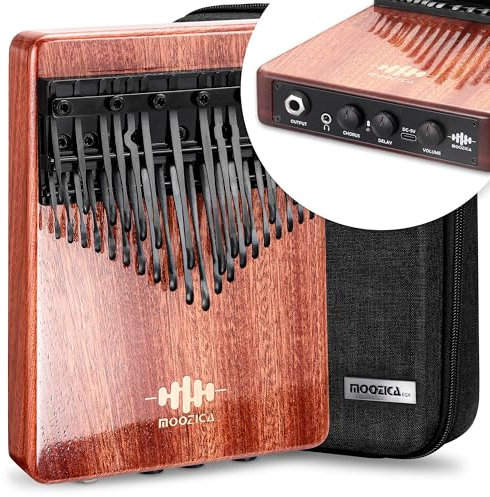 MOOZICA EQX-Serie Professionelle Chromatische Kalimba, Piezo-Tonabnehmer Doppellagige Symmetrische Daumenklavier 36 Tasten Akustisch-elektrische Kalimba mit Chorus und Verzögerung (K36SEQX)