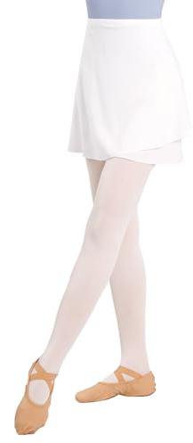 Phoeswan White Ballet Skirt for Women, White Sheer Adult Dance Skirt with Adjustable Tie, Size Large
