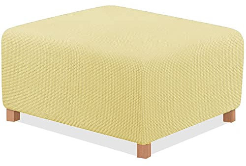 Mswborml Yellow,60~76cm, Luxury Ottoman Covers Slipcover Stretch Footrest Stool Covers Rectangle Footstool Slipcover Furniture Protectors Spandex Jacquard Fabric with Elastic Band