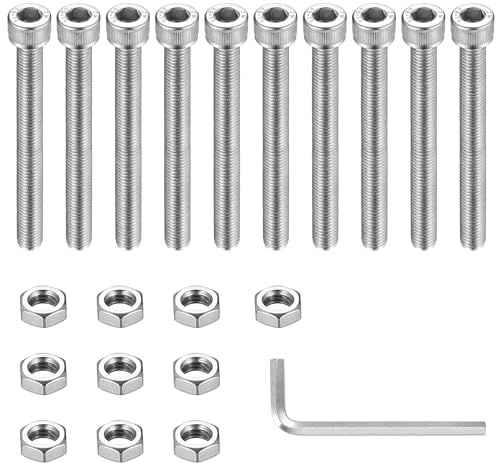 Set di Viti Bulloni e Dadi, 10 Pz Kit di Viti a Testa Esagonale con Dadi, Viti a Testa Bombata Viti a Brugola, Viti a Testa Cilindrica con Esagono Incassato in Acciaio Inossidabile (M8x80mm)