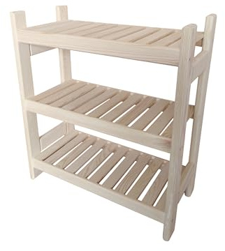 Stolarstwo Wochnik S.C. Scaffale in legno, impilabile, in legno di pino, larghezza 43 cm, lunghezza 80 cm, altezza 45 o 60 cm, 2 o 3 ripiani (60 x 80 x 43 cm, 3 ripiani)