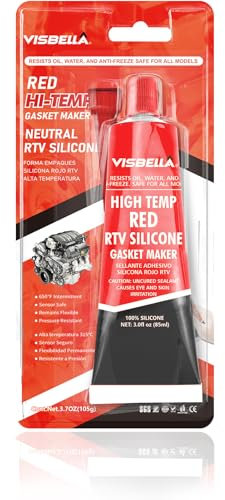 Visbella High Temperature RTV Silicone Gasket Maker, Sealed Oil Resistant Waterproof Quick Dry Liquid for Bonding Internal Combustion, Steam Turbines, Automotive Engine Parts 3.7OZ (RED)