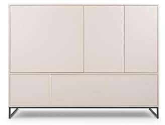 AGMAT-FURNITURE Kommode Genua mit 5 Türen, Sideboard in Farbe: Creme, Schrank in Größe: 160 x 120 x 45 cm