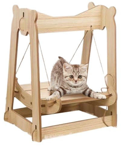 Katzenhängematte Bett,Hölzerne Katzenhängematte,Kätzchen-Schaukelbett - Katzenbett für drinnen, Katzen-Hängematte, Katzencouch für Katzen, Hunde, Häschen, Kätzchen und Kleintiere