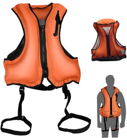 LUIVZD Swim Jacket - Chaleco Salvavidas Inflable for niños y Adultos, de Color Naranja, for Kayak, natación, Deportes acuáticos y natación.(Orange)