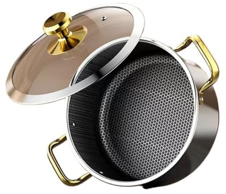 ZUGLQYSX 304 Edelstahl Suppentopf Waben Antihaft-Topf mit Deckel Haushalts-Hot Pot Induktionsherd Gasherd Universal Bratpfanne FüR Alle Herdearten(24cm Pot)